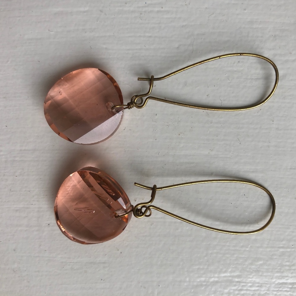 Anthropologie pale pink crystal drop earrings